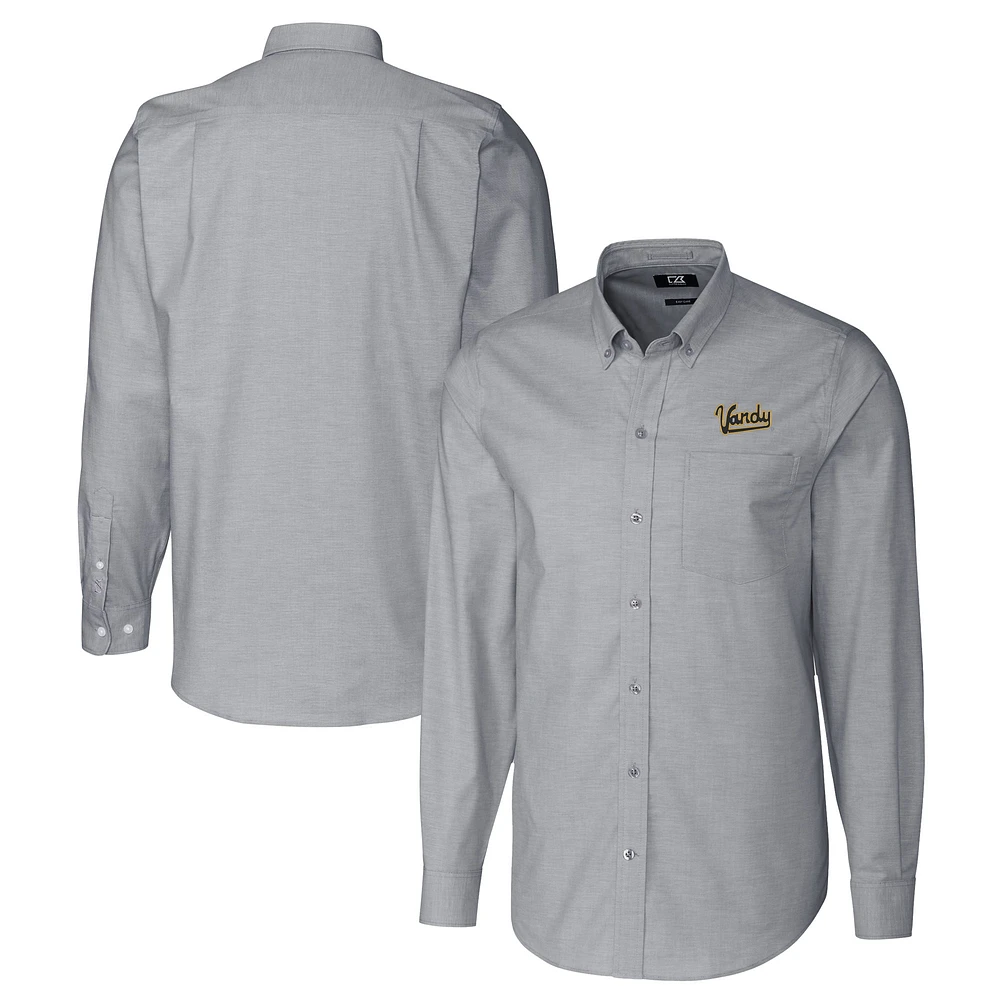 Men's Cutter & Buck Charcoal Vanderbilt Commodores Vault Stretch Oxford Long Sleeve Dress Shirt