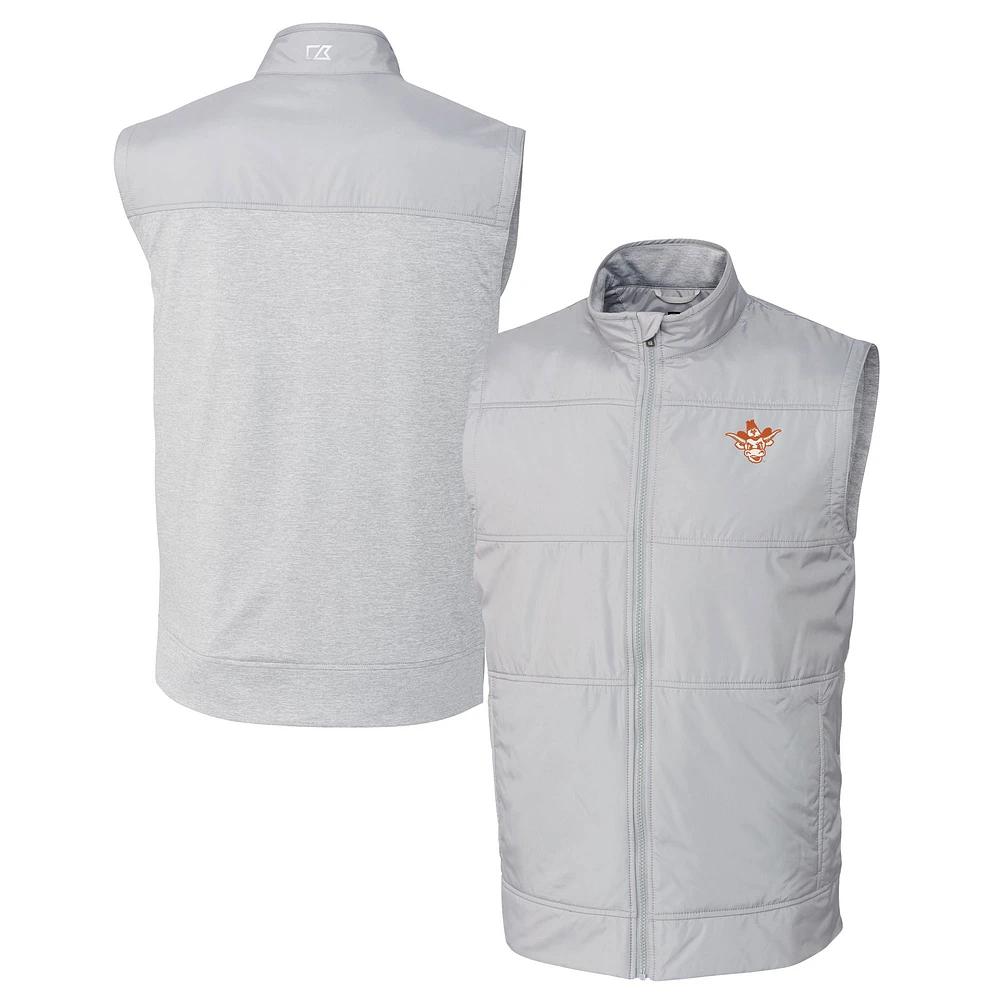 Men's Cutter & Buck Texas Longhorns DryTec Stealth Hybrid Quilted Full-Zip Windbreaker Vest