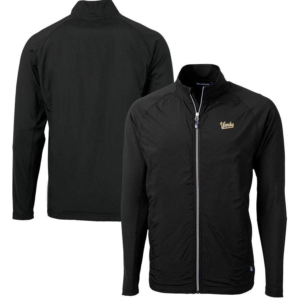 Men's Cutter & Buck Black Vanderbilt Commodores Vault Adapt Eco Knit Hybrid Recycled Mens Full Zip Jacket