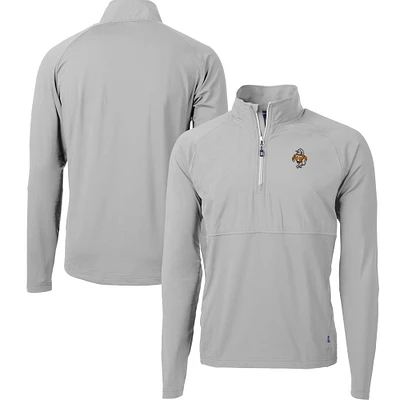 Men's Cutter & Buck Gray Tennessee Volunteers DryTec Adapt Eco Knit Hybrid Recycled Raglan Quarter-Zip Jacket