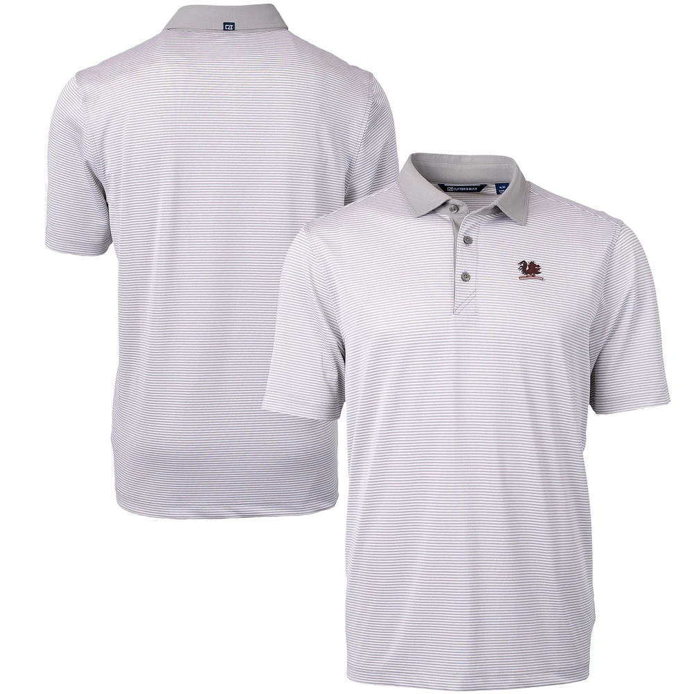 Men's Cutter & Buck Gray/White South Carolina Gamecocks Vault DryTec Virtue Eco Pique Micro Stripe Recycled Polo