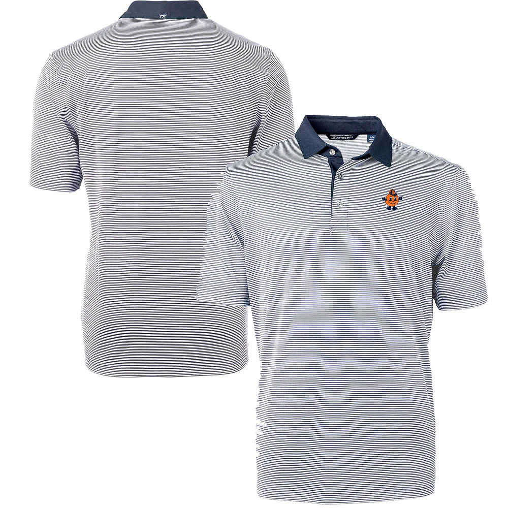 Men's Cutter & Buck Orange/Navy Syracuse Orange Vault DryTec Virtue Eco Pique Micro Stripe Recycled Polo