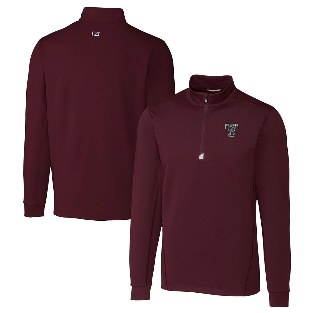Men's Cutter & Buck Maroon Texas A&M Aggies Vault DryTec Traverse Stretch Quarter-Zip Pullover
