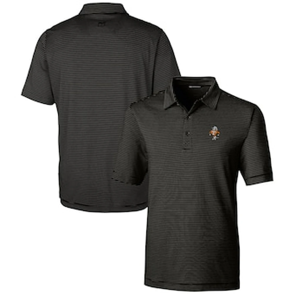 Men's Cutter & Buck Black Tennessee Volunteers Vault Forge Pencil Stripe Stretch Polo
