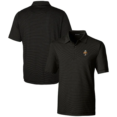 Men's Cutter & Buck Black Tennessee Volunteers Vault Forge Pencil Stripe Stretch Polo