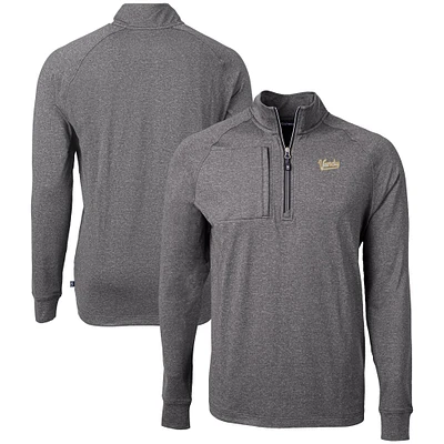 Men's Cutter & Buck Heather Vanderbilt Commodores Vault Adapt Eco Knit Heathered Recycled Raglan Quarter-Zip Top