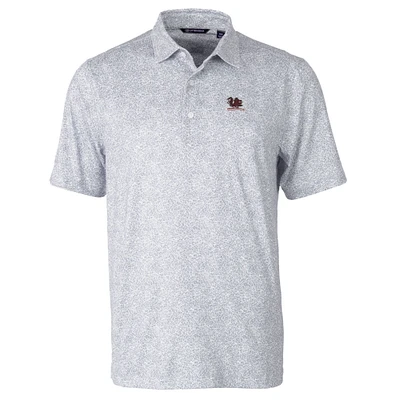 Men's Cutter & Buck Gray South Carolina Gamecocks Pike Constellation Print Stretch DryTec Polo