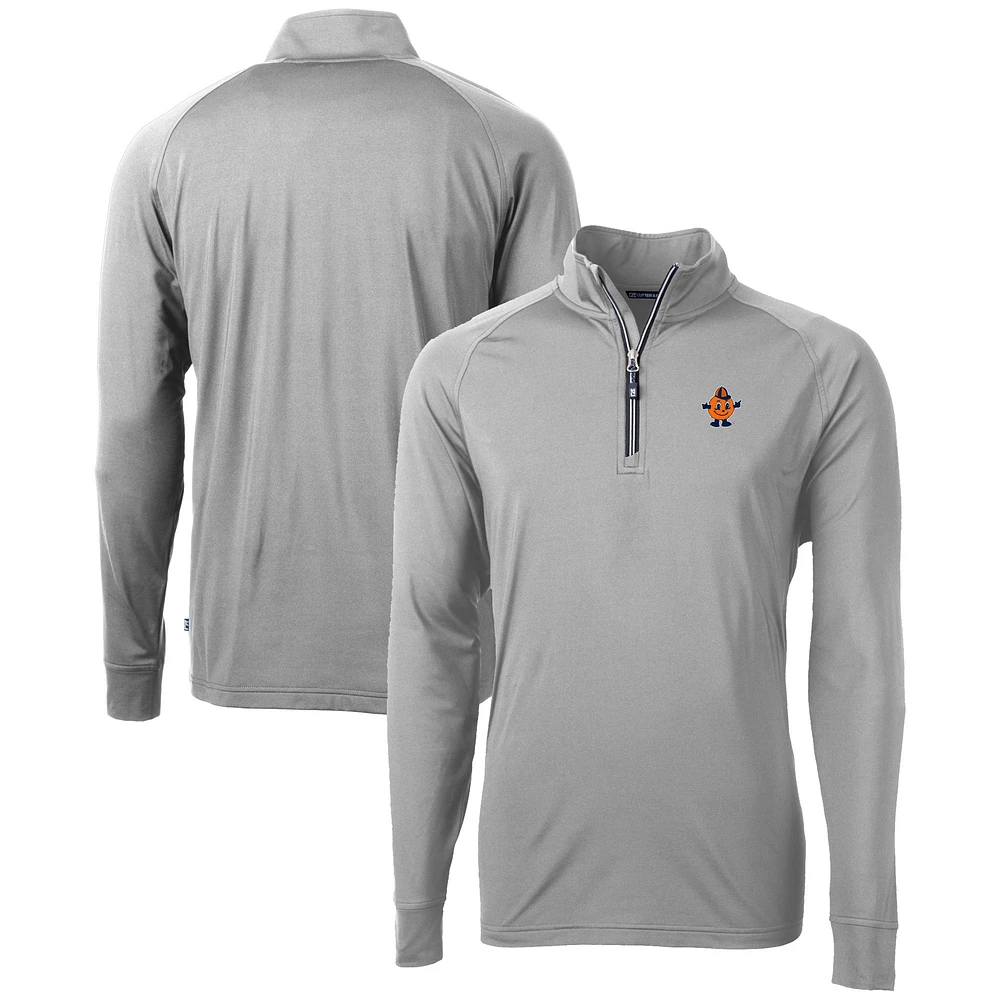 Men's Cutter & Buck Syracuse Orange Vault Adapt Eco Knit Stretch Recycled DryTec Quarter-Zip Top