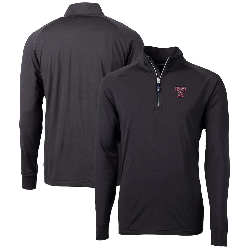 Men's Cutter & Buck Black Texas A&M Aggies Vault Adapt Eco Knit Stretch Recycled DryTec Quarter-Zip Top