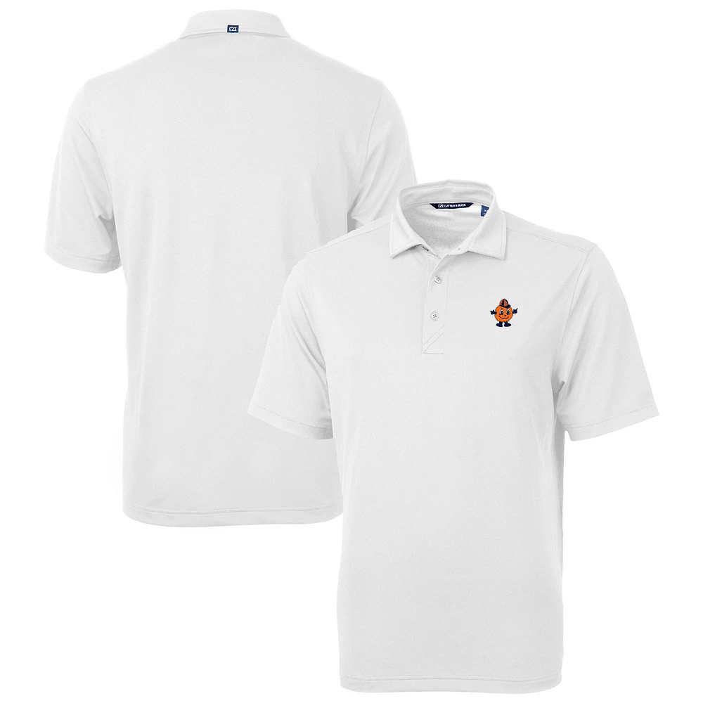 Men's Cutter & Buck White Syracuse Orange Vault DryTec Virtue Eco Pique Recycled Polo