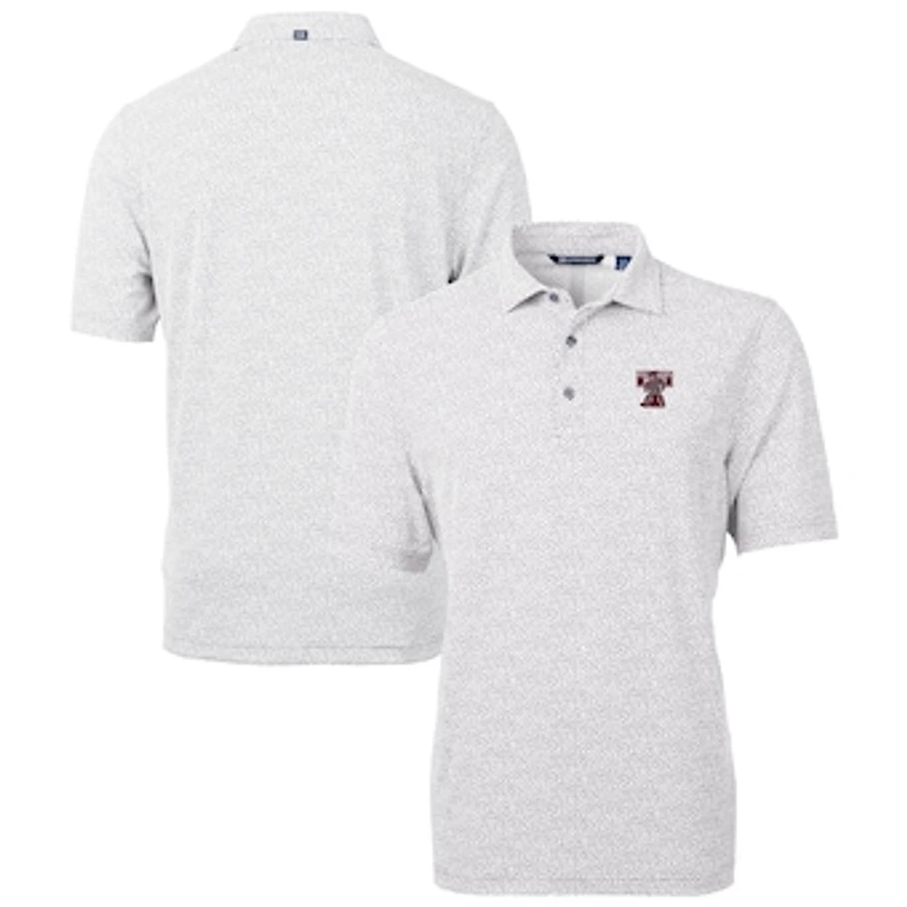 Men's Cutter & Buck Gray Texas A&M Aggies Vault DryTec Virtue Eco Pique Botanical Print Recycled Polo