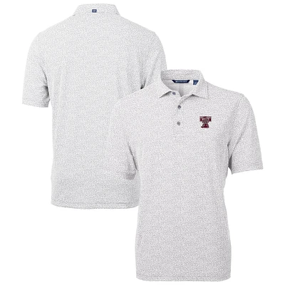 Men's Cutter & Buck Gray Texas A&M Aggies Vault DryTec Virtue Eco Pique Botanical Print Recycled Polo