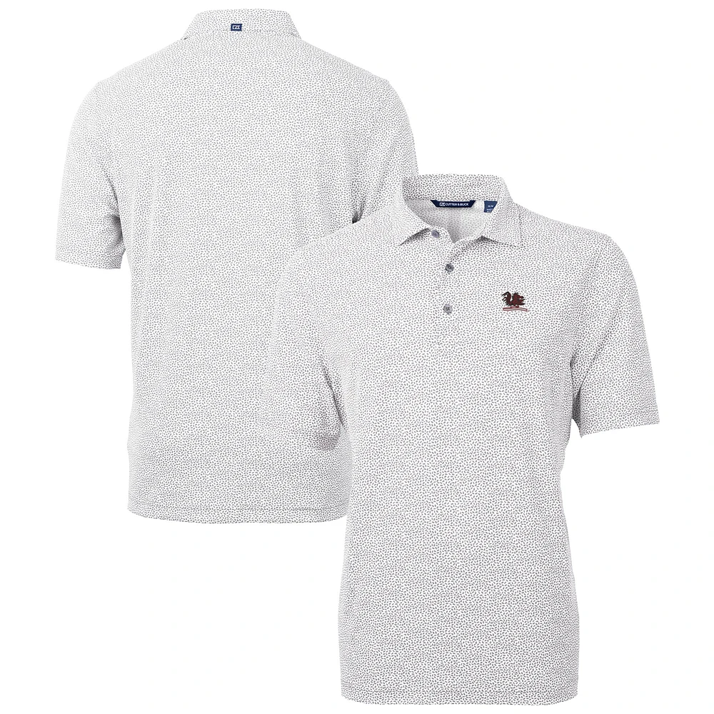 Men's Cutter & Buck Gray South Carolina Gamecocks Vault DryTec Virtue Eco Pique Botanical Print Recycled Polo