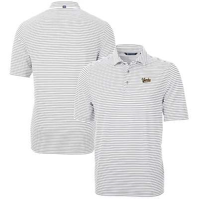Men's Cutter & Buck Gray Vanderbilt Commodores Vault DryTec Virtue Eco Pique Stripe Recycled Polo