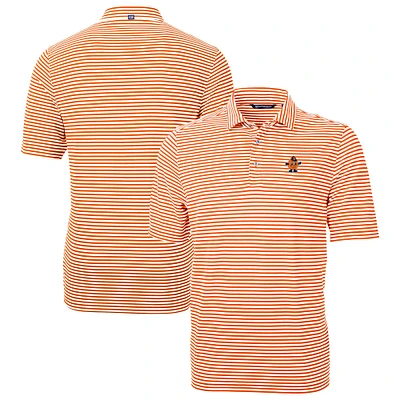 Men's Cutter & Buck Syracuse Orange Vault DryTec Virtue Eco Pique Stripe Recycled Polo