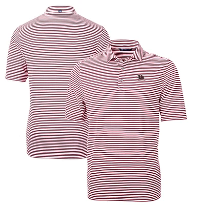 Men's Cutter & Buck Garnet South Carolina Gamecocks Vault DryTec Virtue Eco Pique Stripe Recycled Polo