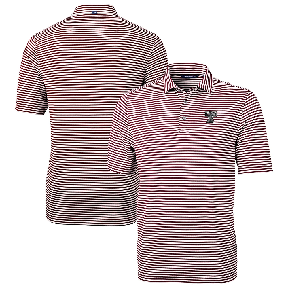 Men's Cutter & Buck Maroon Texas A&M Aggies Vault DryTec Virtue Eco Pique Stripe Recycled Polo