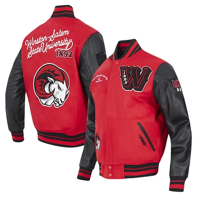 Men's Pro Standard Red Winston-Salem State Rams HBCU Vintage Varsity Wool Full-Zip Jacket