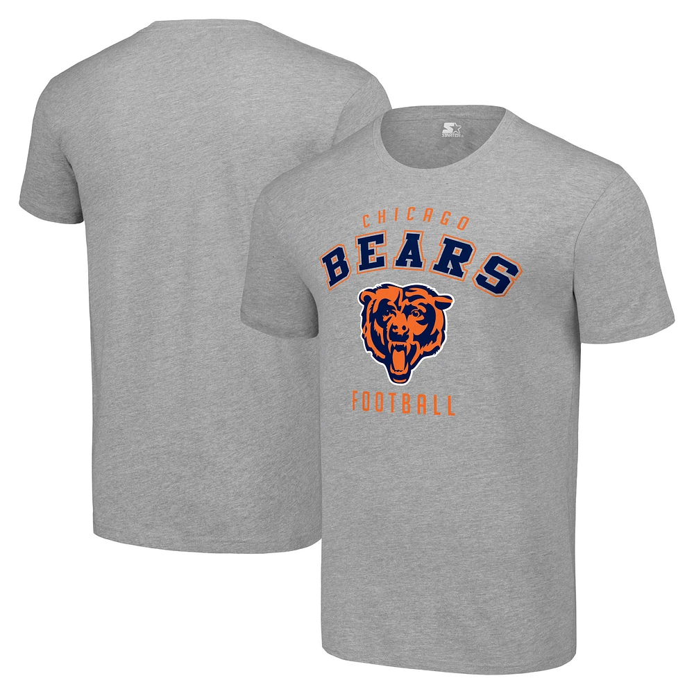 Men's Starter Heather Gray Chicago Bears Logo T-Shirt