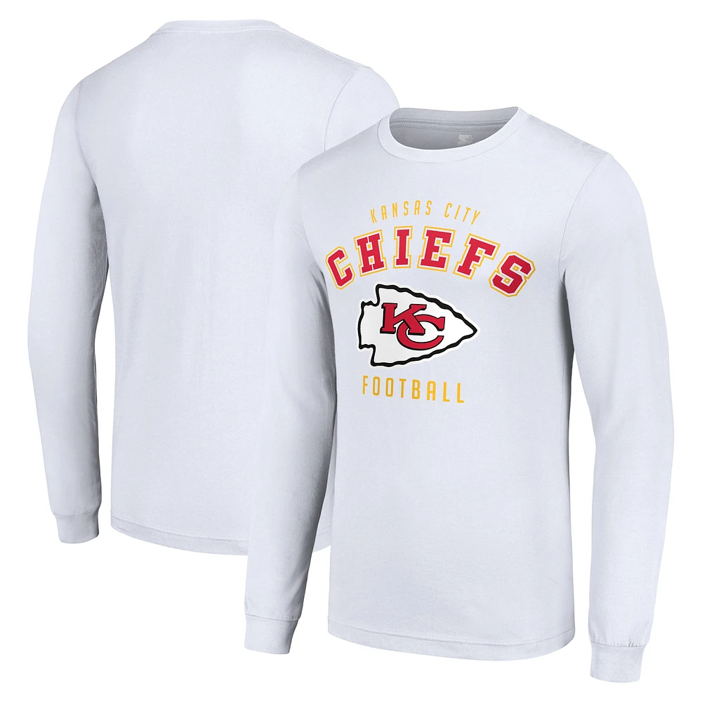Men's Starter White Kansas City Chiefs Long Sleeve T-Shirt