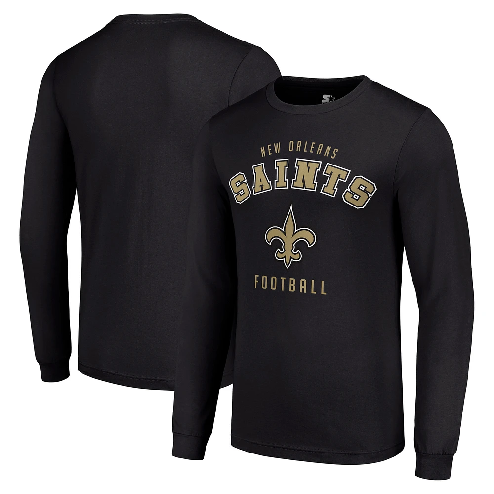 Men's Starter Black New Orleans Saints Long Sleeve T-Shirt