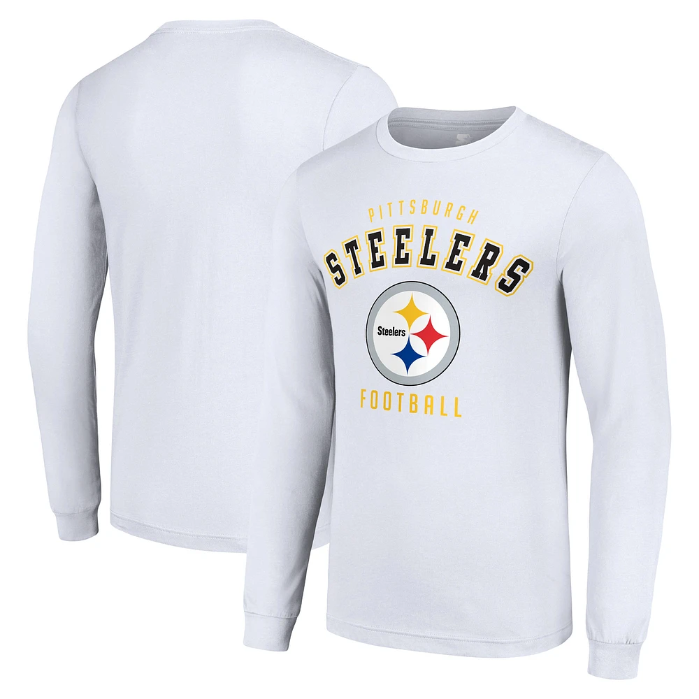 Men's Starter White Pittsburgh Steelers Long Sleeve T-Shirt
