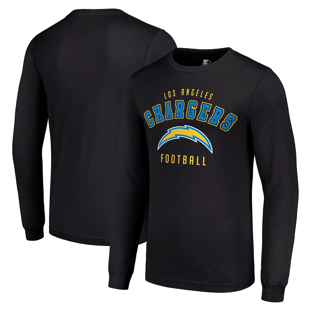 Men's Starter Black Los Angeles Chargers Long Sleeve T-Shirt
