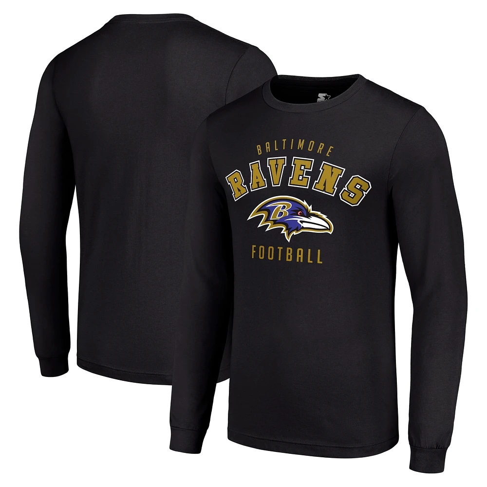 Men's Starter Black Baltimore Ravens Long Sleeve T-Shirt
