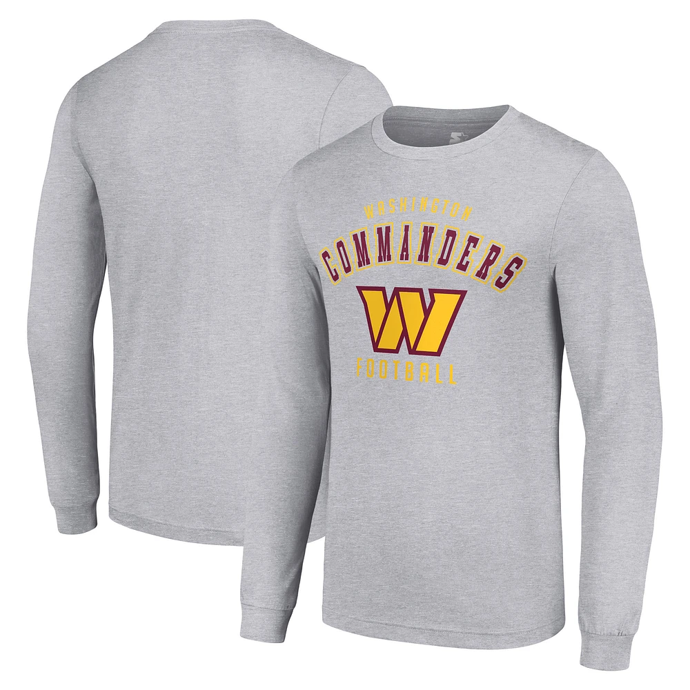 Men's Starter Heather Gray Washington Commanders Long Sleeve T-Shirt