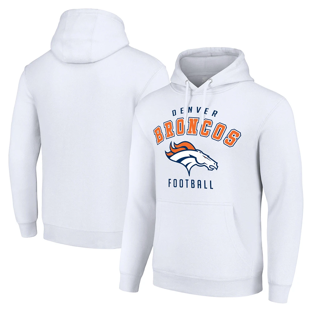 Unisex Starter White Denver Broncos Logo Pullover Hoodie