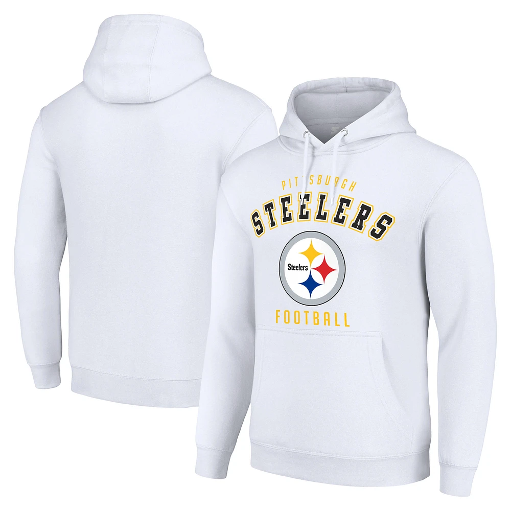 Unisex Starter White Pittsburgh Steelers Logo Pullover Hoodie