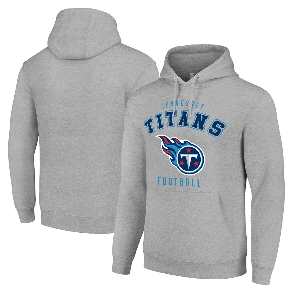 Unisex Starter Heather Gray Tennessee Titans Logo Pullover Hoodie