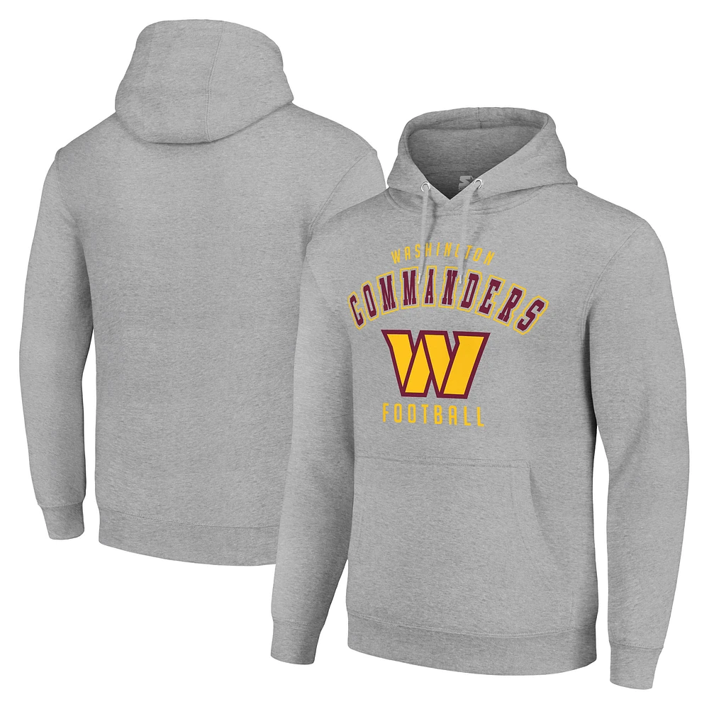 Unisex Starter Heather Gray Washington Commanders Logo Pullover Hoodie