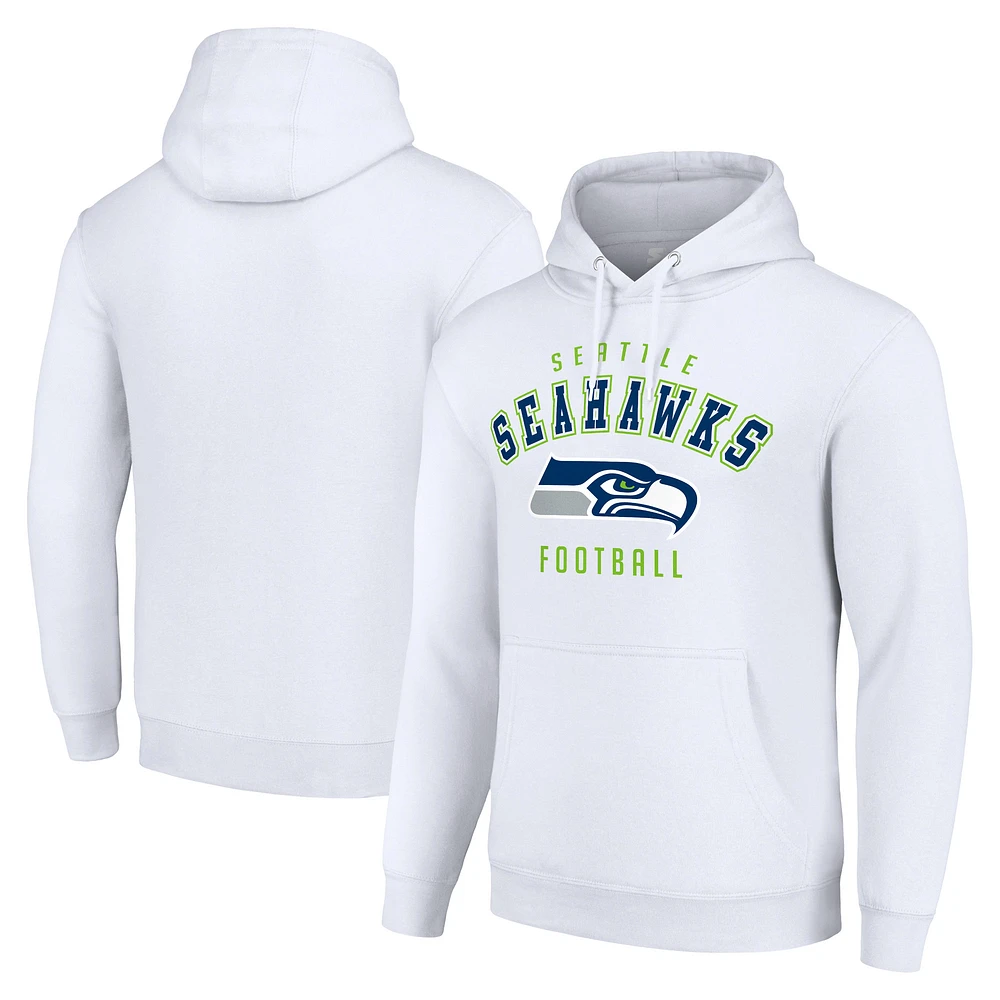 Unisex Starter White Seattle Seahawks Logo Pullover Hoodie