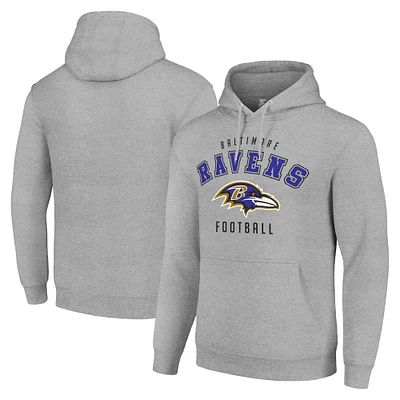 Unisex Starter Heather Gray Baltimore Ravens Logo Pullover Hoodie
