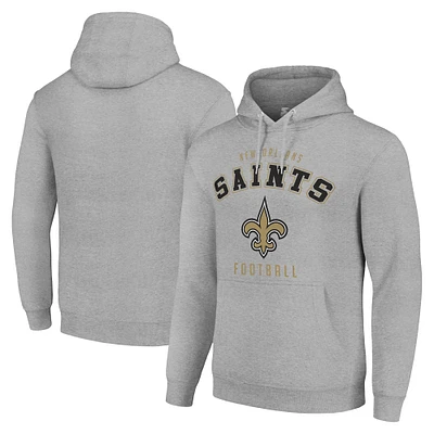 Unisex Starter Heather Gray New Orleans Saints Logo Pullover Hoodie
