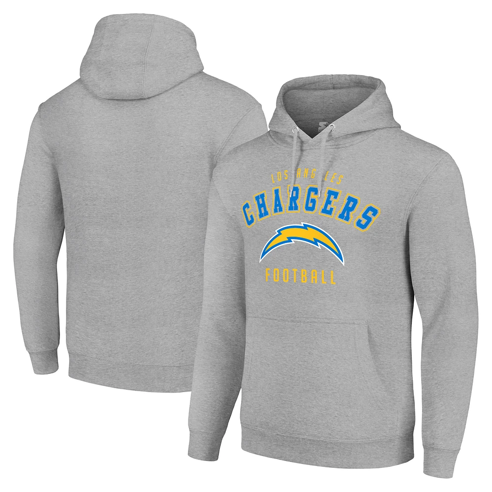 Unisex Starter Heather Gray Los Angeles Chargers Logo Pullover Hoodie