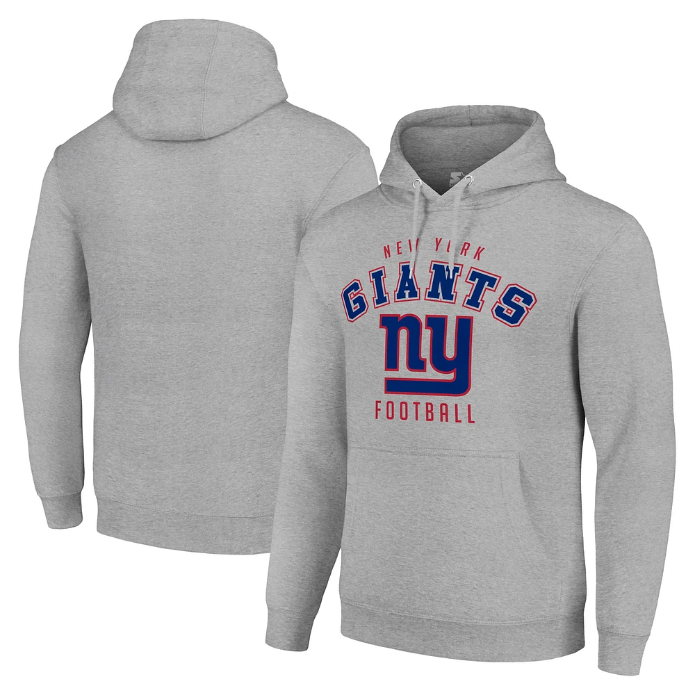 Unisex Starter Heather Gray New York Giants Logo Pullover Hoodie