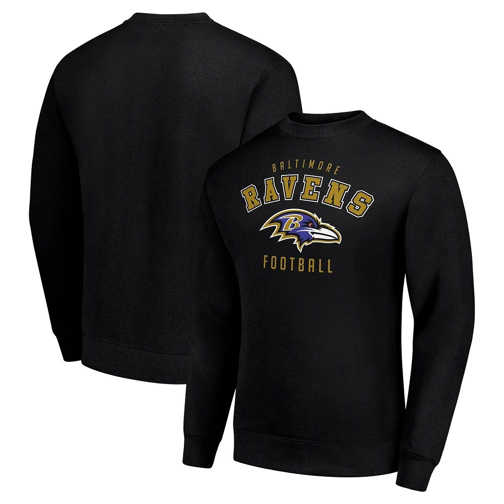Men's Starter Black Baltimore Ravens Team Logo Pullover Sweatshirt