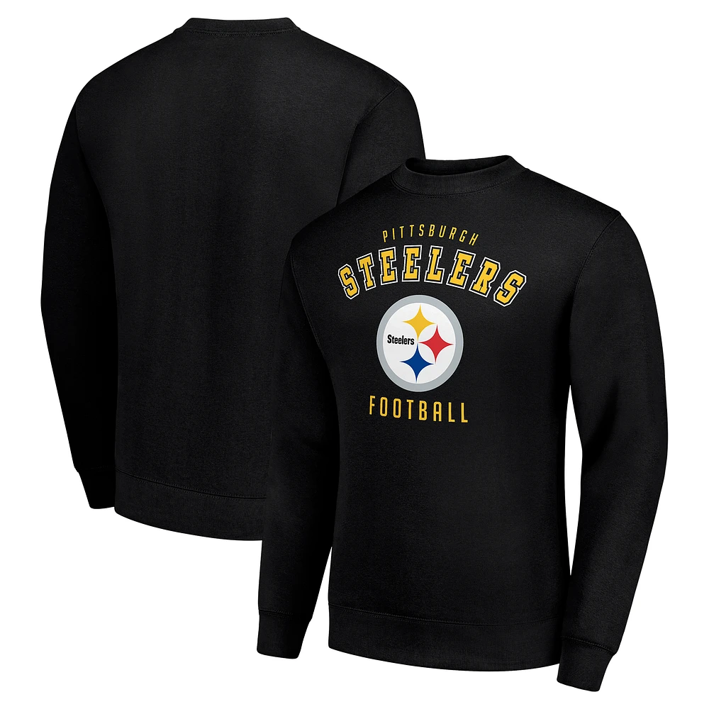 Men's Starter Black Pittsburgh Steelers Team Logo Pullover Sweatshirt