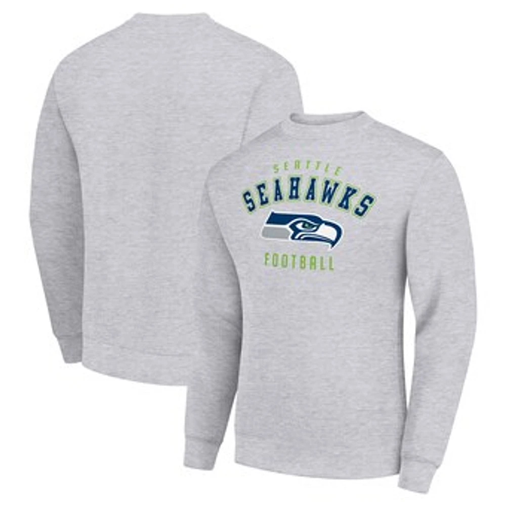 Men's Starter Heather Gray Seattle Seahawks Team Logo Pullover Sweatshirt