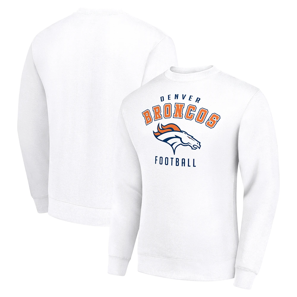 Men's Starter White Denver Broncos Team Logo Pullover Sweatshirt