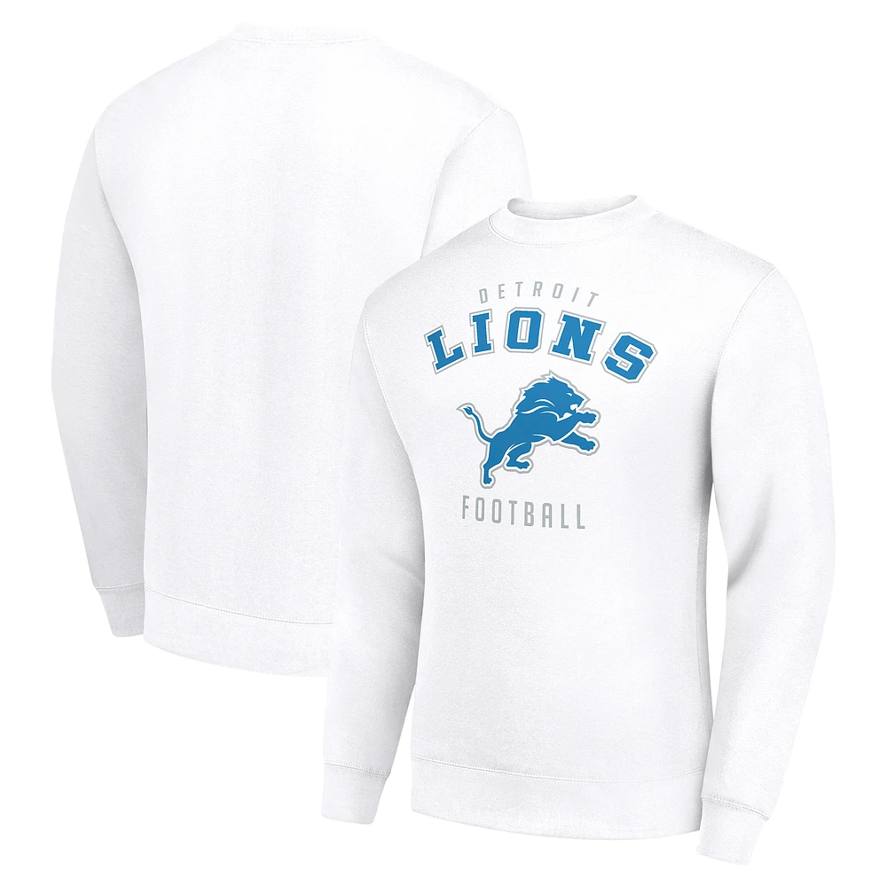Men's Starter White Detroit Lions Team Logo Pullover Sweatshirt