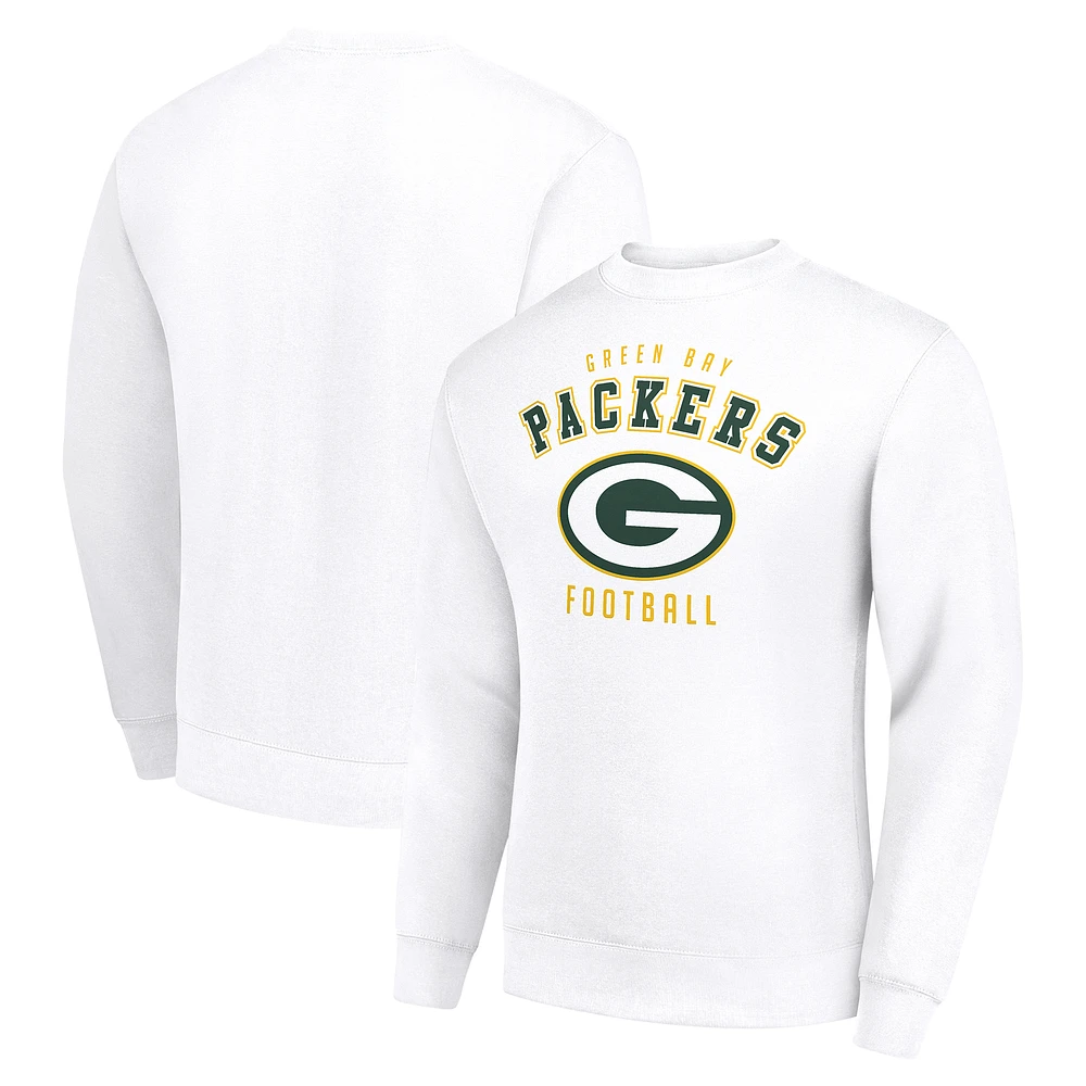 Men's Starter White Green Bay Packers Team Logo Pullover Sweatshirt