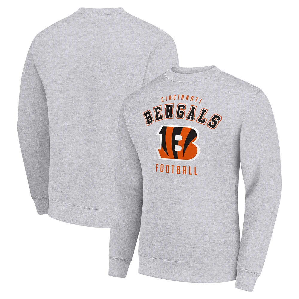 Men's Starter Heather Gray Cincinnati Bengals Team Logo Pullover Sweatshirt