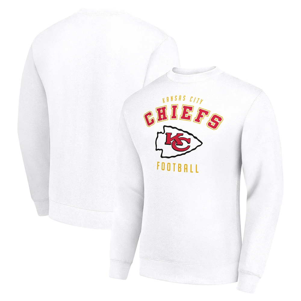 Men's Starter White Kansas City Chiefs Team Logo Pullover Sweatshirt