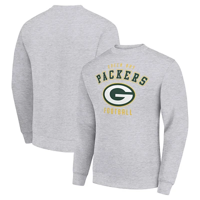 Men's Starter Heather Gray Green Bay Packers Team Logo Pullover Sweatshirt