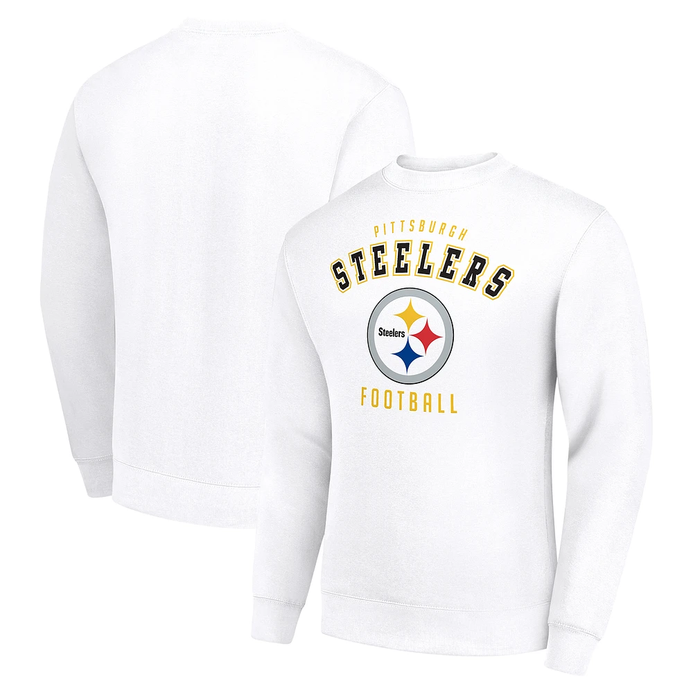 Men's Starter White Pittsburgh Steelers Team Logo Pullover Sweatshirt