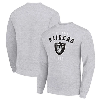 Men's Starter Heather Gray Las Vegas Raiders Team Logo Pullover Sweatshirt