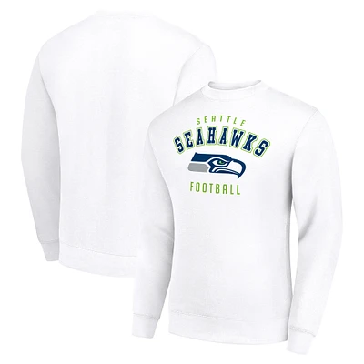 Men's Starter White Seattle Seahawks Team Logo Pullover Sweatshirt
